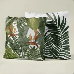 LUSHLYF White & Green Set of 2 Floral Velvet Square Cushion Covers-image-91