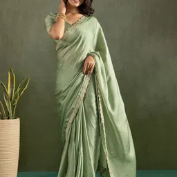 HERE&NOW Sequinned Embroidered Pure Chiffon Saree-picture-23