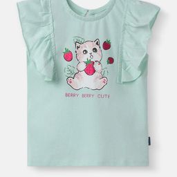 Nauti Nati Girls Berry Cute Kitten Graphic Printed Sleeveless Cotton Top-image-6