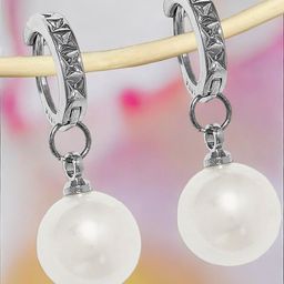 DressBerry Silver-Plated White Pearls Contemporary Drop Earrings-14