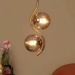 KINIS Gold-Toned & Black Textured Abstract Shaped Ceiling Lamp-6