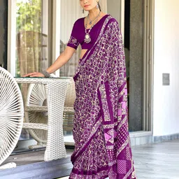 Panzora Ethnic Motifs Ready to Wear Block Print Saree-picture-55