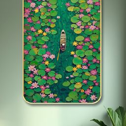 SAF Green & Pink Wood Boat Wall Art-image-7