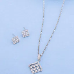 Kushal's Fashion Jewellery White Rhodium-Plated Trendy Party Zircon Jewellery Set-image-49