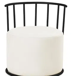 Blck Homes White & Black Cotton & Metal Round Ottoman-image-53