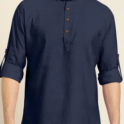 Fifth U Men Navy Blue Kurta-image-76