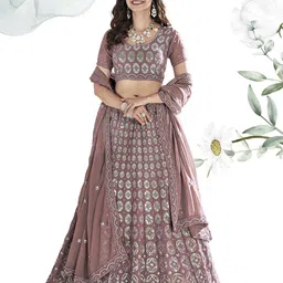 Shee Star Embroidered Sequinned Semi-Stitched Lehenga & Unstitched Blouse With Dupatta-picture-25