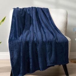 Nivasam Navy Blue Fleece AC Room 300 GSM Single Bed Blanket-image-91