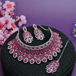 VATSALYA creation Rhodium-Plated Artificial Stones Jewellery Set-image-63