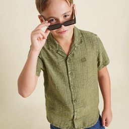 Jack & Jones Junior Boys Cuban Collar Textured Cotton Casual Shirt-image-28