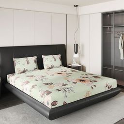 Monte Carlo Grey & Yellow Geometric Printed 144 TC Queen Bedsheet Set 2.24 m x 2.54 m-picture-18