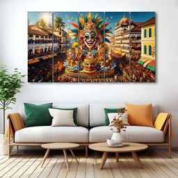 The Castle Decor Blue & Brown 5 Pieces Wooden Wall Arts-image-75