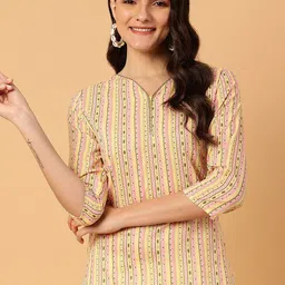 NEESH Women Geometric Printed Pure Cotton Straight Kurti-image-6