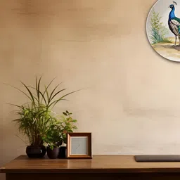 THE QUIRKY HOME A Serene Scene Peacock Green & White Printed Ceramic Wall Plate-image-82