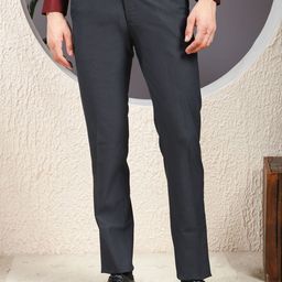 Canary London Men Textured Smart Slim Fit Wrinkle Free Trousers-image-11