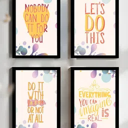 Art Street White & Yellow 4 Piece Synthetic Wood Other Wall Paintings-image-80