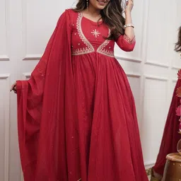 KALINI Women Ethnic Motifs Embroidered Thread Work Kurta Set With Dupatta-picture-58