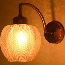 Somil Premium Designer Glass Wall/Night Lamp Elegant & Stylish Dcor Accent for Modern Interiors, Color Golden, Size:- 15 x 15 x 22 CM-40