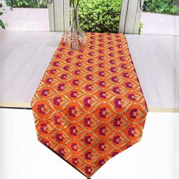 Pink Parrot Orange 12x70 inch jacquard silk table runner-image-15