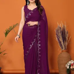 ROOP SUNDARI SAREES Mirror Work Pure Georgette Saree-image-21