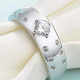 The Roadster Lifestyle Co Men Silver-Plated American Diamond-Studded Finger Ring-99