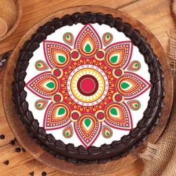 Captivating Rangoli Theme Chocolate Cake-image-18