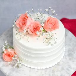 White N Pink Blooms Cake-11