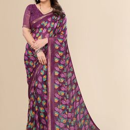 Moda Rapido Magenta Poly Georgette Embellished Sarees-picture-35