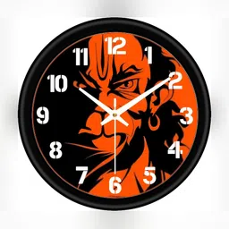 Arpita Crafts Black & Orange Printed Traditional Wall Clock-29
