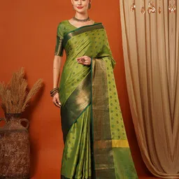 VILLAGIUS Woven Design Zari Pure Silk Banarasi Saree-image-0