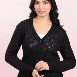 Janasya Self-Design Woollen Cardigan-20