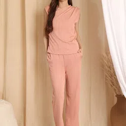 NEUDIS Ribbed V Neck Top With Trousers Co-Ords-image-44