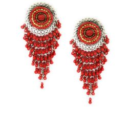 Bevy Pearls Artificial Stones Studded And Beaded Circular Drop earrings-25
