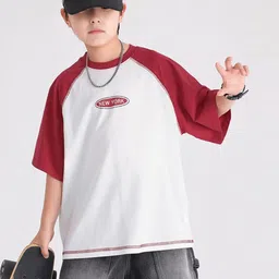 INCLUD Boys Typography Printed Round Neck Raglan Sleeves Oversized T-shirt-image-13