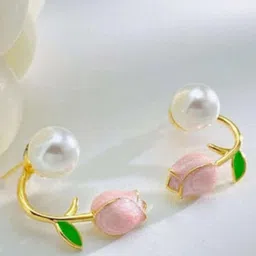 Celestria Pearls Floral Korean Studs Earrings-41