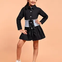 YK Shirt Girls Fit & Flare Solid Shirt Dress-picture-41