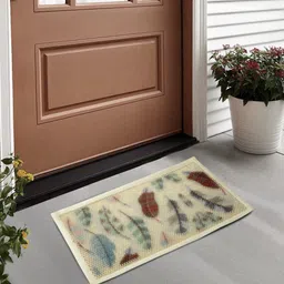 FABINALIV Beige & Red Graphic-Designed Anti-Skid Doormat-46