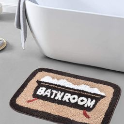 FABINALIV Brown & White Textured Anti-Skid Bath Mat-18