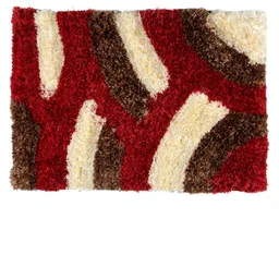 FABINALIV Red & Brown Geometric Anti-Skid Rectangular Doormat image 2