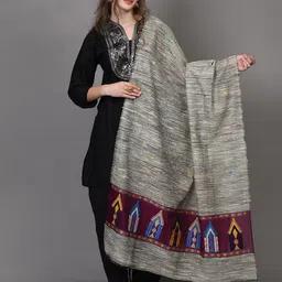 Exotic India Ethnic Motifs Woven Design Khadi Dupatta-picture-48