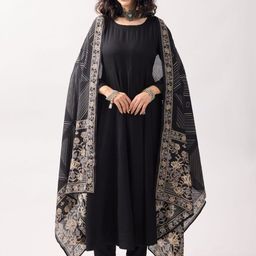 KERI PERRY Round Neck Anarkali Kurta with Palazzos & Dupatta-36