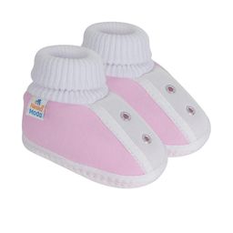 Neska Moda 3 To 12 Months Baby Boys & Baby Girls Cute Soft Cotton Pre-Walker Shoes Booties (Toe to Heel Length - 12 cm, Pink)-135