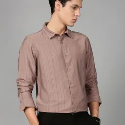 British Club Smart Slim Fit Striped Spread Collar Cotton Casual Shirt-picture-40