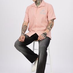 Eszett Tropical Embroidered Spread Collar Oversized Cotton Casual Shirt-image-60