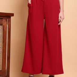 JAKANARY Women Solid Relaxed High-Rise Easy Wash Trousers-image-98