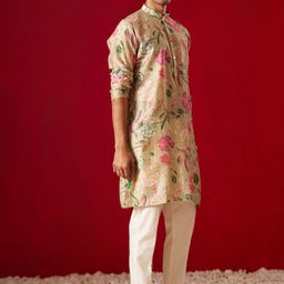 VASTRAMAY Men Floral Printed Regular Kurta with Trousers-picture-15
