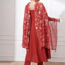 Vishudh Women Regular Sequinned Kurta with Trousers & With Dupatta image 3
