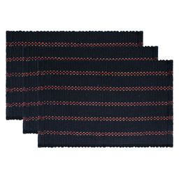 Kuber Industries Navy Blue & Red 3 Pieces Striped Cotton Soft Bathroom Door Mats-36
