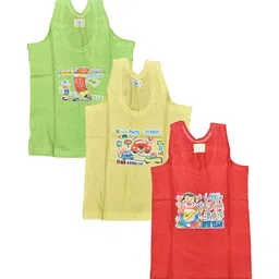NEW TRINATH HOSIERY Kids Pack Of 3 Printed Cotton Basic Vests NNT-01-51