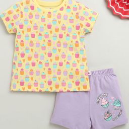 BUMZEE Girls Printed T-shirt with Shorts-image-87